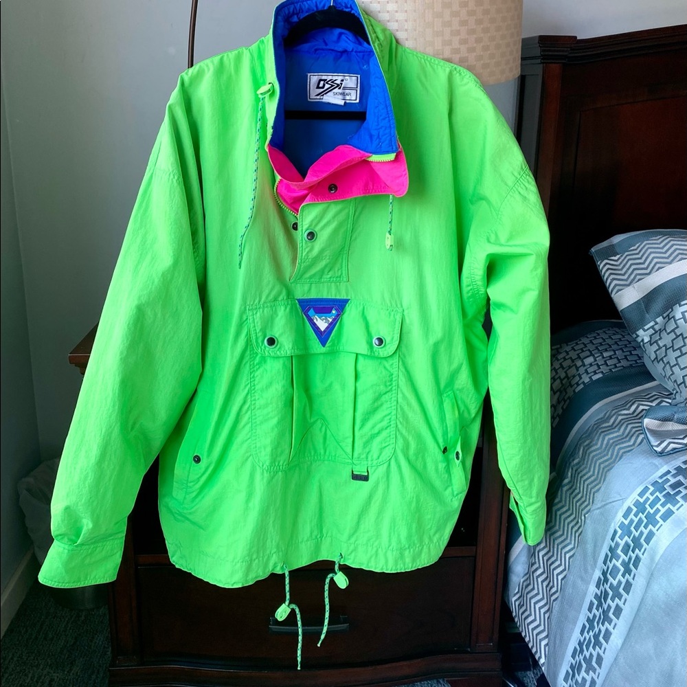 Vintage 80s Style Neon Ski Jacket Men’s Large